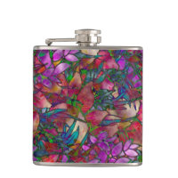 Flask Floral Abstract Stained Glass