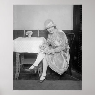 Flask Hidden in Garter, 1926. Vintage Photo Poster