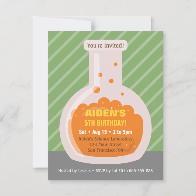 Flask Kids Science Birthday Party Invitations (Front)