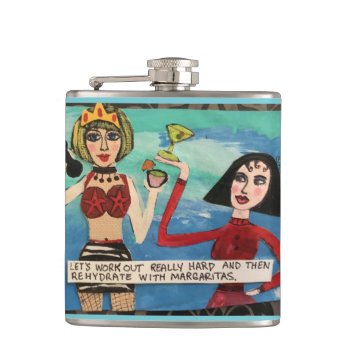 Flask-let’s Work Out Really Hard Hip Flask by badgirlart at Zazzle