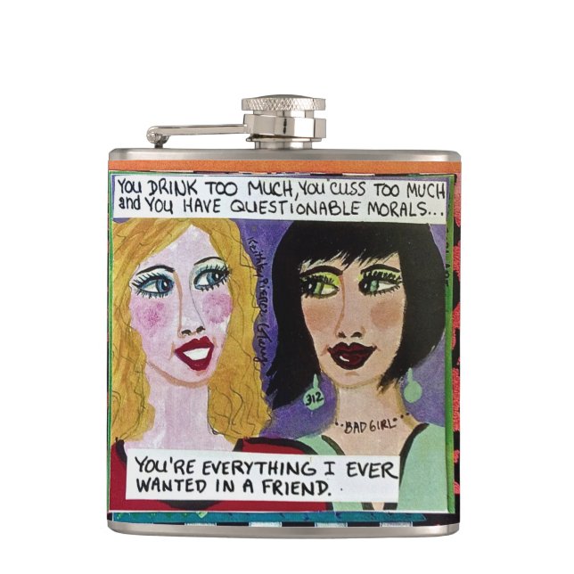 FLASK-YOU DRINK TOO MUCH, YOU CUSS TOO MUCH HIP FLASK (Front)