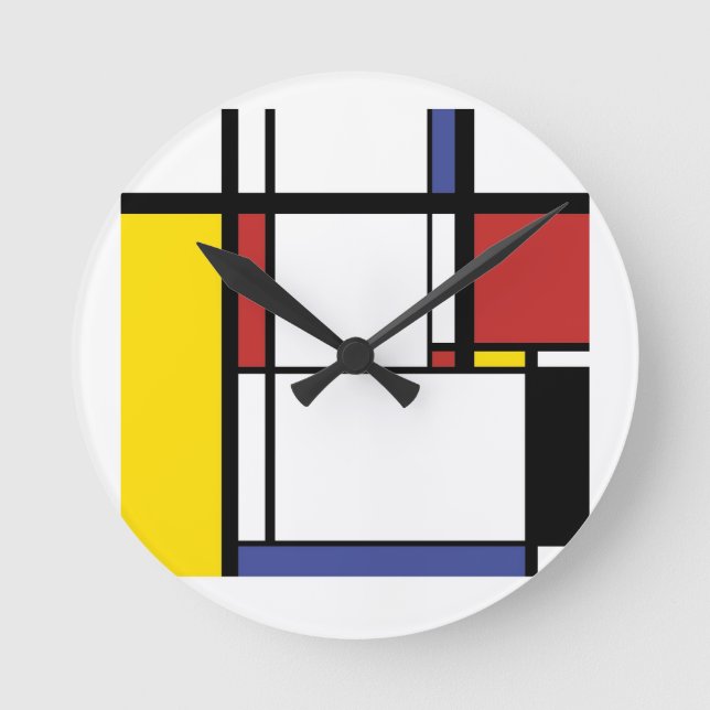Flasks Gift - Piet Mondrian Round Clock (Front)