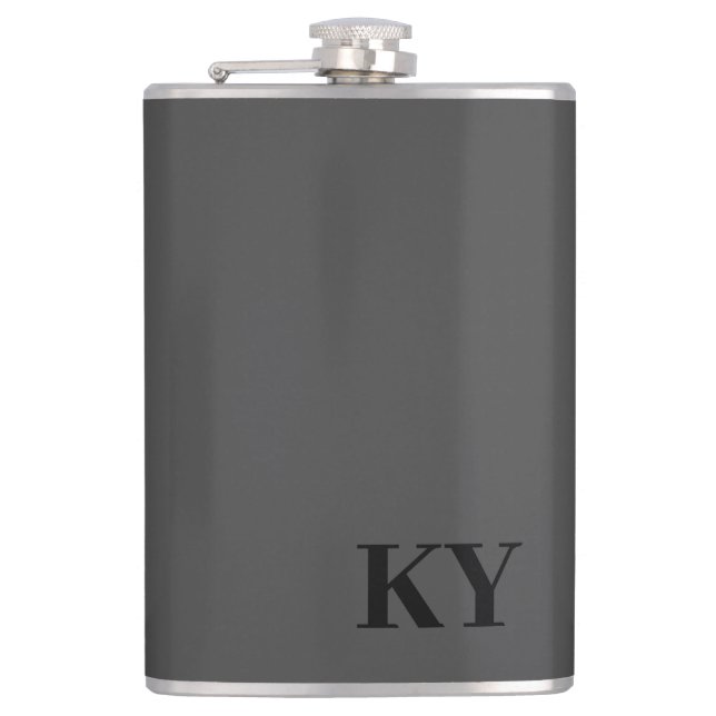 Flasks - Initials Black on a Dark Grey Background (Front)
