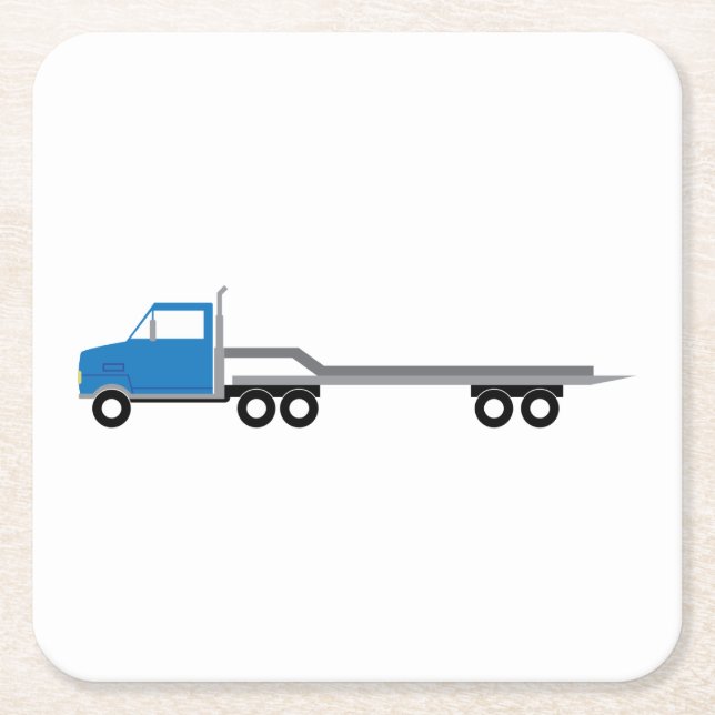 Flat Bed Truck Square Paper Coaster (Front)