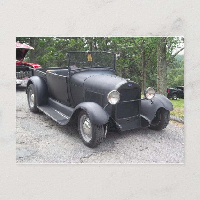 flat black 1940's antique classic car postcard (Front)