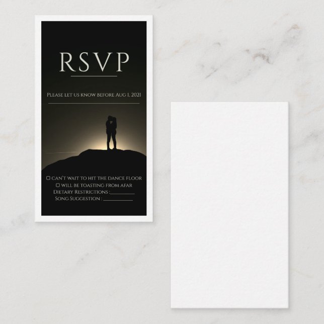 Flat Black and White Photo Wedding Rsvp Card (Front/Back)
