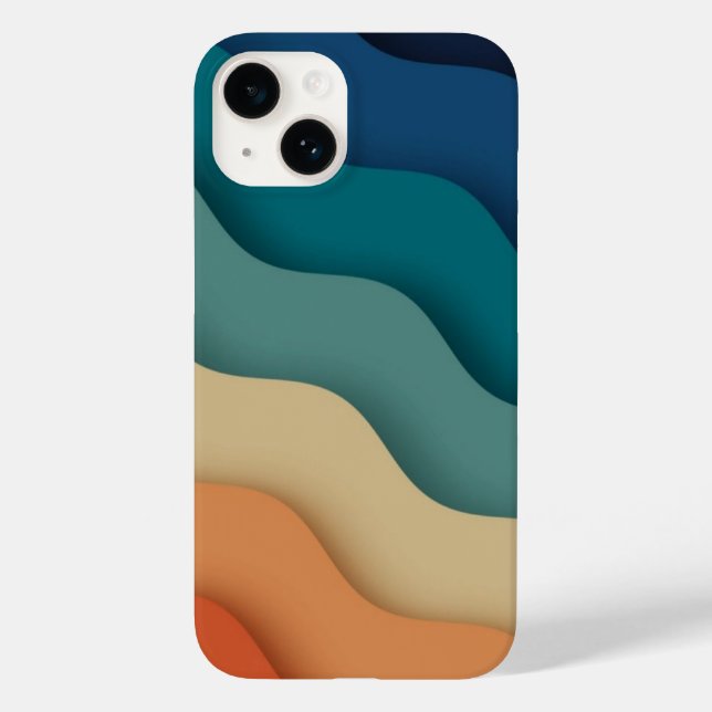 Flat Boho Abstract Landscape Sunset and Mountains Case-Mate iPhone Case (Back)