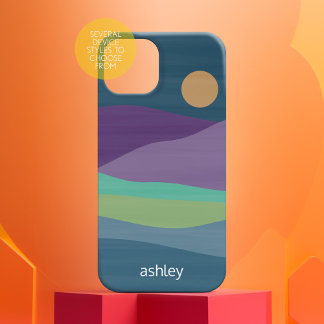 Flat Boho Abstract Landscape Sunset and Mountains iPhone 17 Case