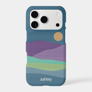 Flat Boho Abstract Landscape Sunset and Mountains iPhone 17 Pro Case