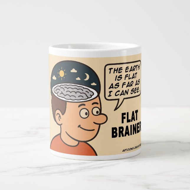 Flat Brainer Giant Coffee Mug (Front)