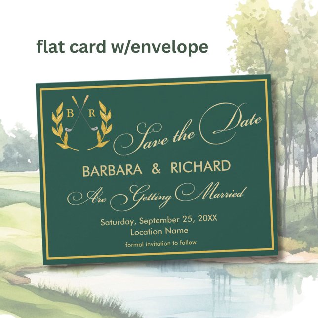 FLAT CARD Golf Monogram Wedding Save the Date (Creator Uploaded)