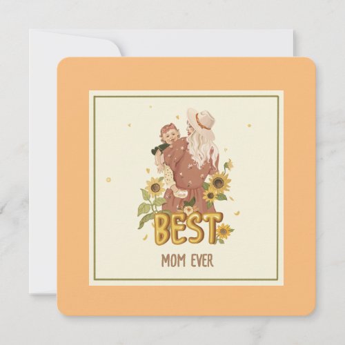 Flat Card Mother and daughter in elegant boho