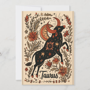 Flat card - Taurus Celestial Zodiac Art 