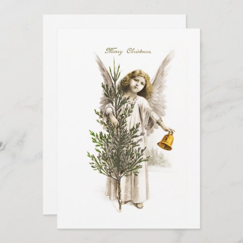 FLAT CARD  VINTAGE CHRISTMAS ANGEL _ CUSTOMISABLE