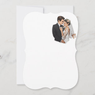Flat Card Wedding. Bride. Groom. Lovers
