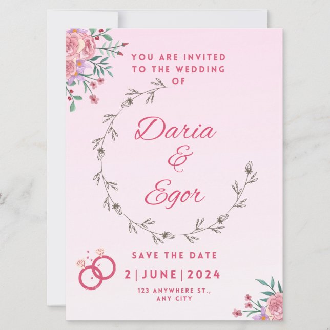 Flat Card wedding save the date invitation (Front)