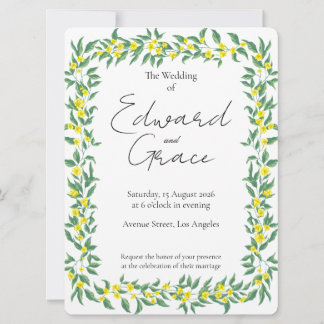 Flat Card Yellow Wild Flower Wedding Invitation