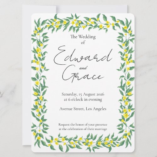 Flat Card Yellow Wild Flower Wedding Invitation