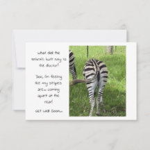 Flat Card - Zebras Butt Get Well Soon 