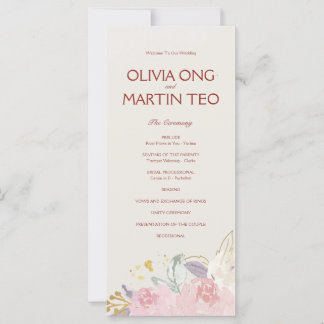 Flat CardElegant Floral Wedding Program Invitation