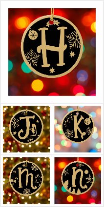 Flat Christmas Alphabet Letter Ornaments