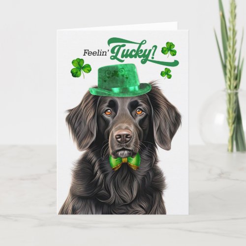 Flat Coat Retriever Dog Lucky St Patricks Day Holiday Card