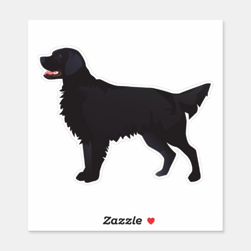 Flat Coate Retriever in Black Dog Breed Silhouette Sticker