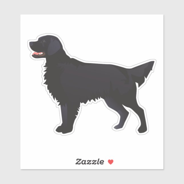 Flat Coate Retriever in Black Dog Breed Silhouette Sticker (Sheet)