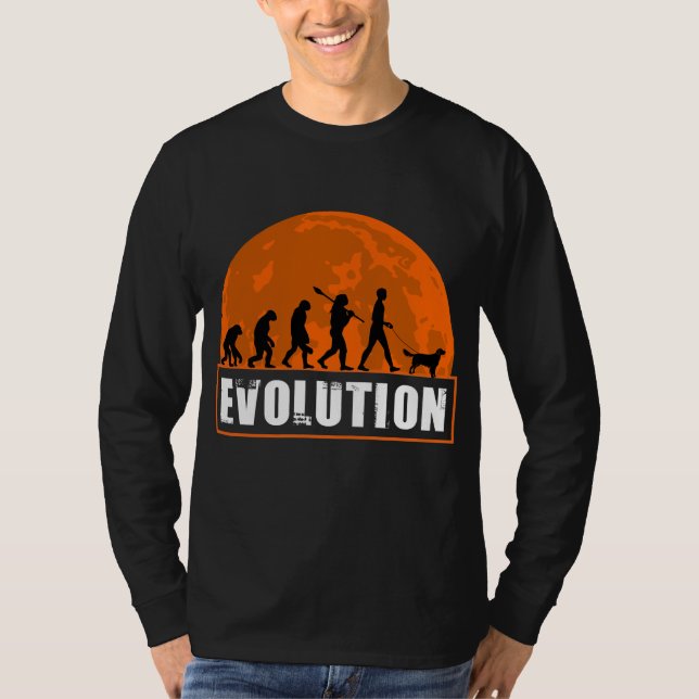 Flat Coated Retriever 2 Dog Dad Human Evolution  T-Shirt (Front)