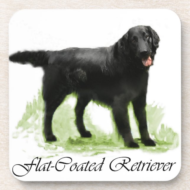 Flat-Coated Retriever Art Gifts Beverage Coaster (Front)