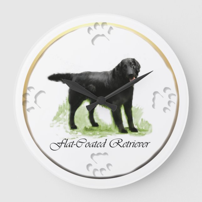 Flat-Coated Retriever Art Gifts Large Clock (Front)