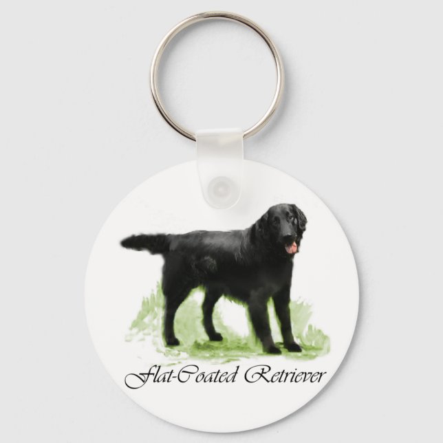 Flat-Coated Retriever Art Print Keychain (Front)