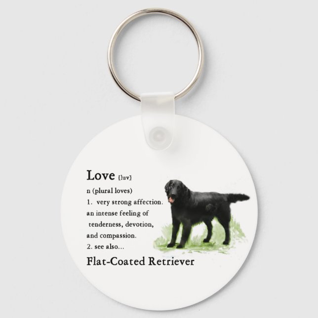 Flat-Coated Retriever Art Print Keychain (Front)