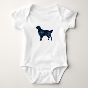 Flat Coated Retriever Black Watercolor Silhouette Baby Bodysuit