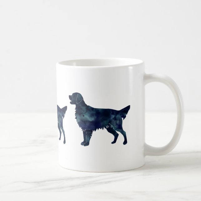 Flat Coated Retriever Black Watercolor Silhouette Coffee Mug (Right)