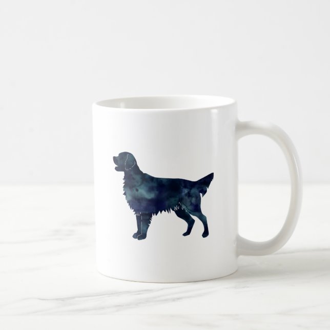 Flat Coated Retriever Black Watercolor Silhouette Coffee Mug (Right)
