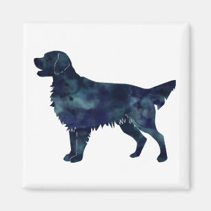 Flat Coated Retriever Black Watercolor Silhouette Magnet