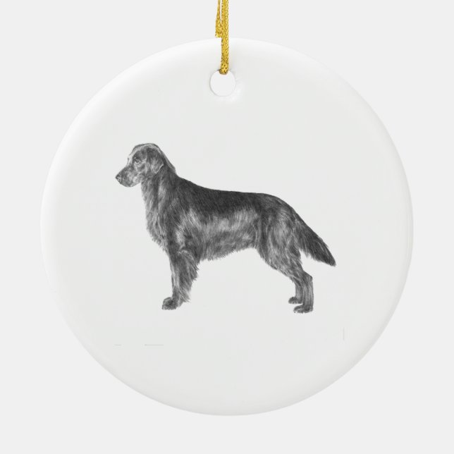 Flat Coated Retriever Ceramic Ornament (Back)