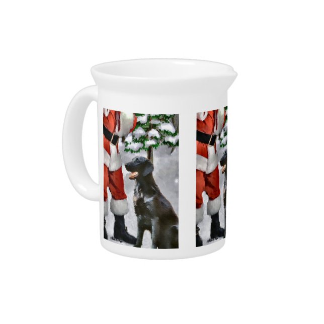 Flat-Coated Retriever Christmas Drink Pitcher (Left)
