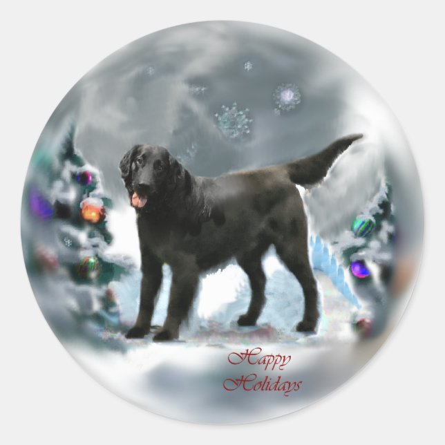 Flat-Coated Retriever Christmas Gifts Classic Round Sticker (Front)