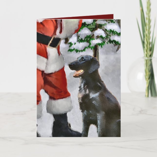Flat-Coated Retriever Christmas Gifts Holiday Card (Front)