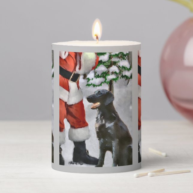 Flat-Coated Retriever Christmas Gifts Pillar Candle (In Situ)