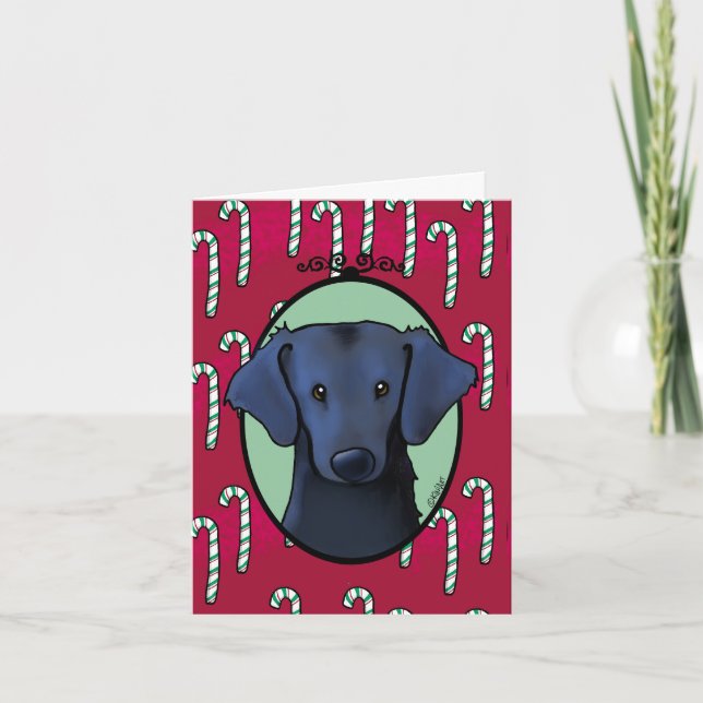 Flat Coated Retriever Christmas Holiday Card (Front)