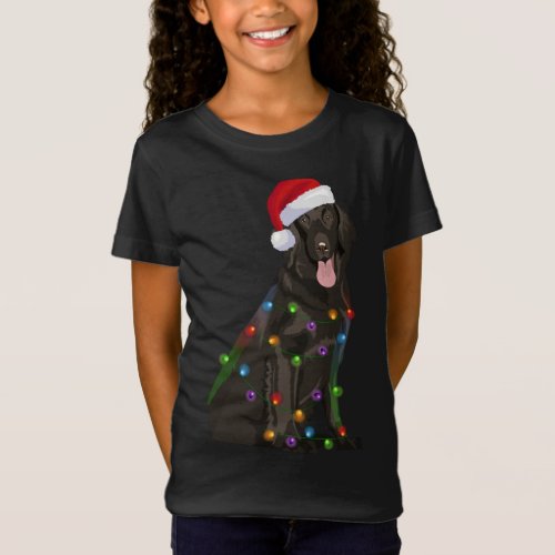 Flat_coated Retriever Christmas Lights Xmas Dog Lo T_Shirt