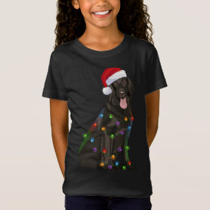 Flat-coated Retriever Christmas Lights Xmas Dog Lo T-Shirt