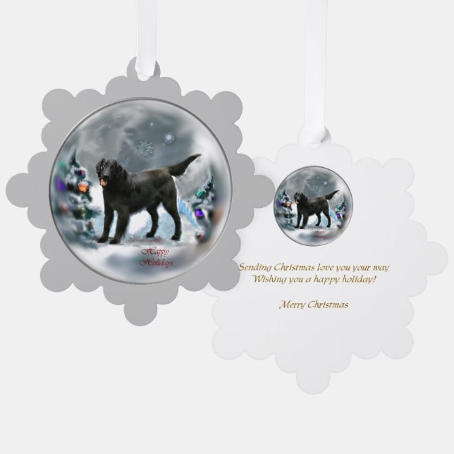 Flat-Coated Retriever Christmas Ornament Card (Front/Back)