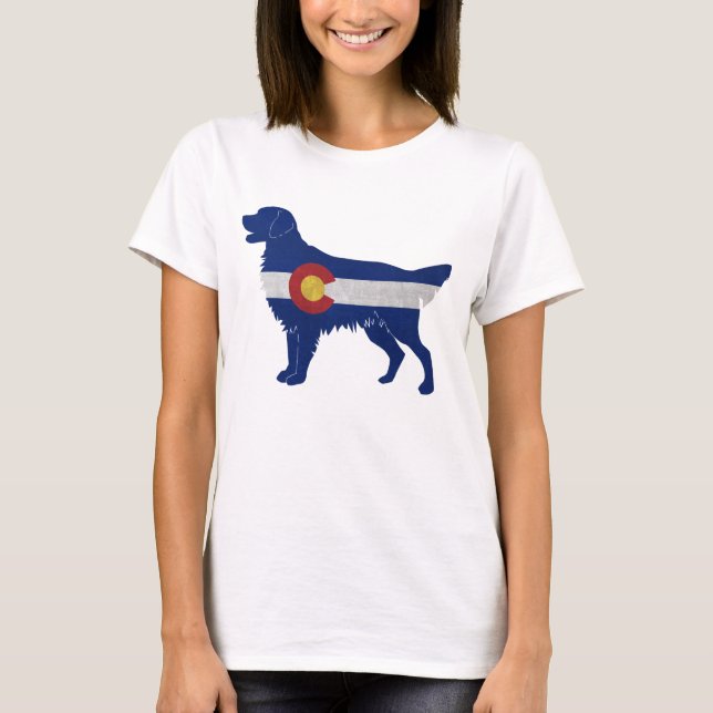 Flat-coated Retriever Dog Breed Colorado Flag T-Shirt (Front)