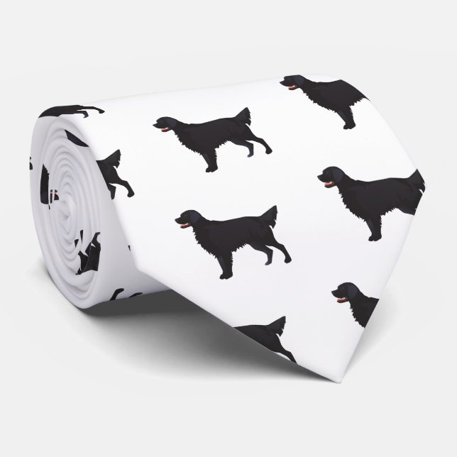 Flat-Coated Retriever Dog Breed Illustration Neck Tie (Rolled)