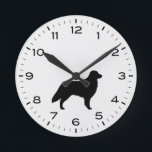 Flat Coated Retriever Dog Breed Silhouette Round Clock<br><div class="desc">A fun Flat Coated Retriever wall clock for the home or office. Makes an original gift for Flattie lovers. Check out Jenn’s Doodle World for even more decorative clocks and dog breed themed home decor.</div>
