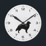 Flat Coated Retriever Dog Breed Silhouette Round Clock<br><div class="desc">A fun Flat Coated Retriever wall clock for the home or office. Makes an original gift for Flattie lovers. Check out Jenn’s Doodle World for even more decorative clocks and dog breed themed home decor.</div>